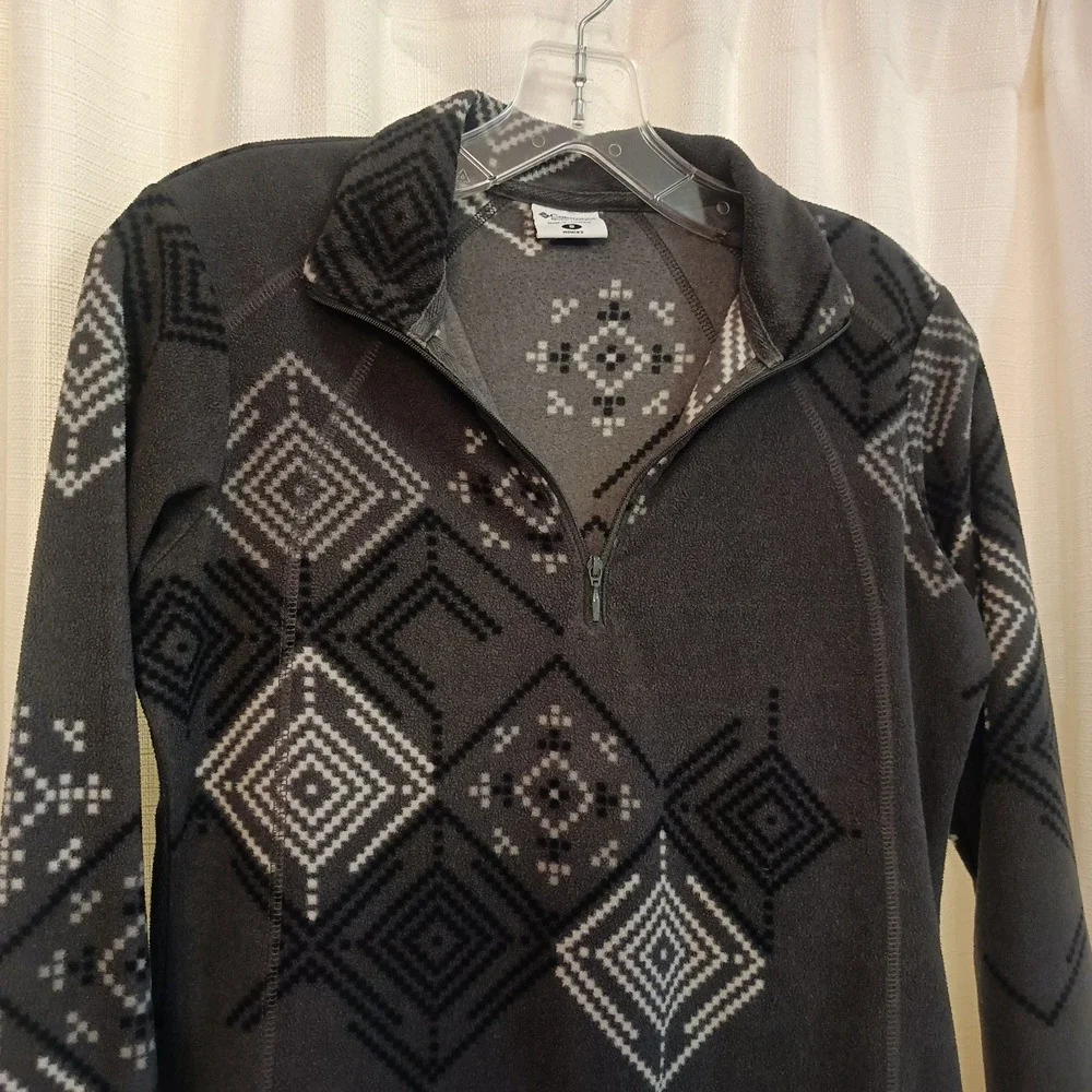 Columbia Women's S‎ Fleece Pullover Sweater 1/4 Zip Lightweight Aztec Gray Black